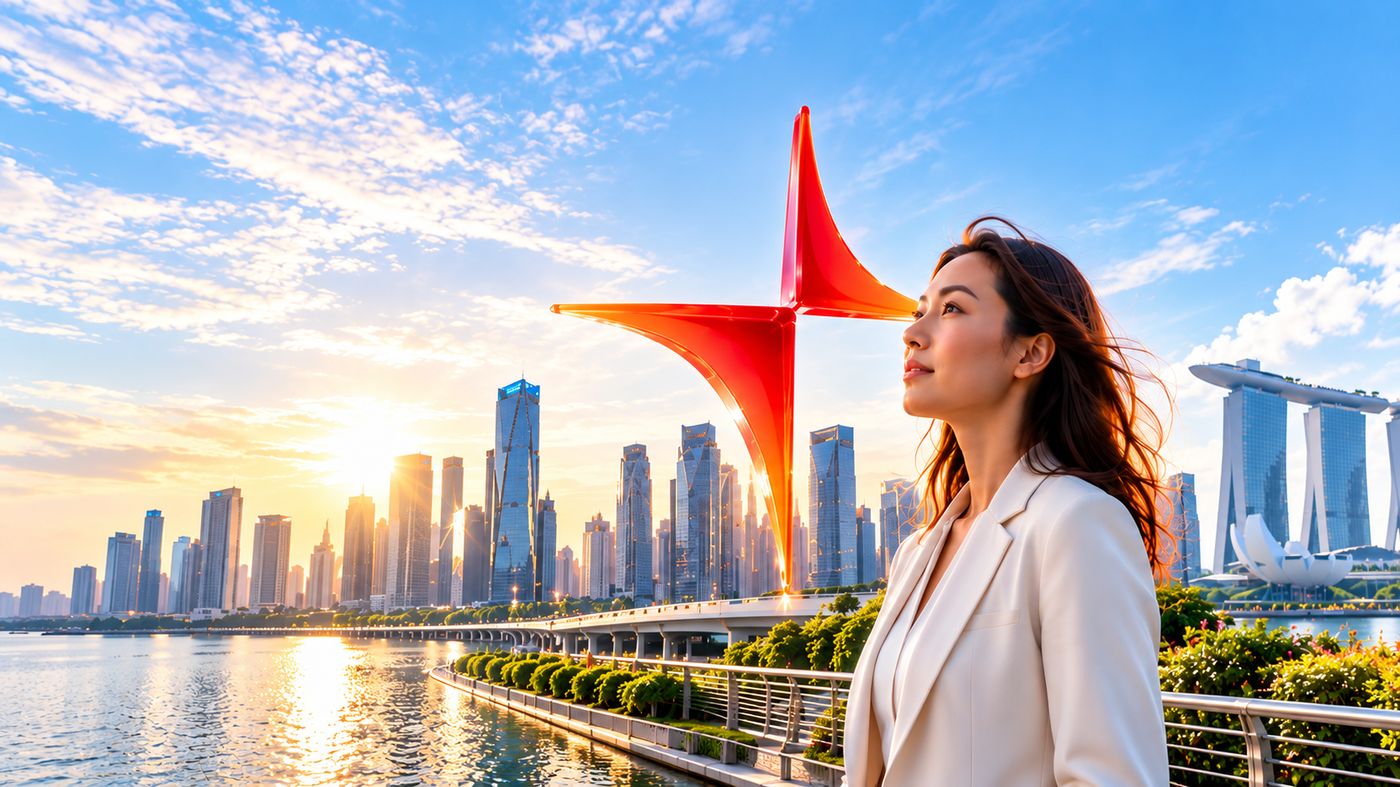 Banking professional looking out over a city